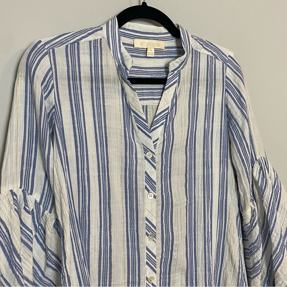 Etcetera White Blue/Metallic Striped Blouse - Picture 5 of 10